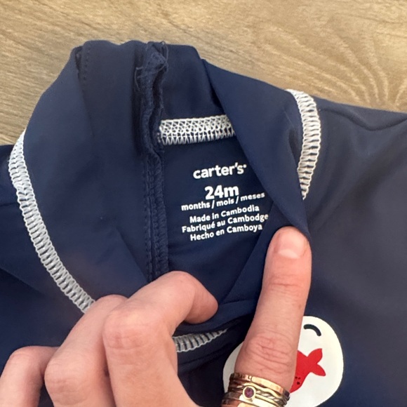 Carter's Navy Rash Guard with Fish Design - Picture 2 of 5